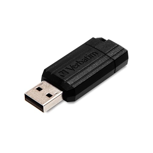 Amazon.nl Verbatim 49062 PinStripe USB-schijf van 8 GB, USB 2.0 praktische Stick, met schuif mechanisme, zwart aanbieding