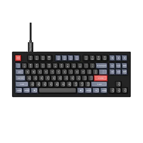 Image of Keychron V3 TKL 80% Layout Custom Wired Mechanical Keyboard, 87 Keys RGB Backlight QMK /VIA Programmable Macro, Hot Swappable K Pro Red Switch PBT Keycaps for Mac Windows (Carbon Black)