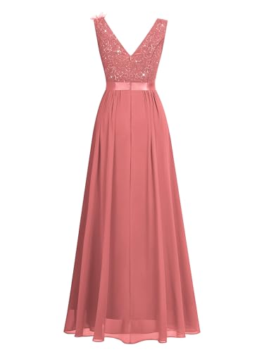 Image of Miusol Women's Vintage V-Neck Sequined Split Formal Evening Maxi Dress