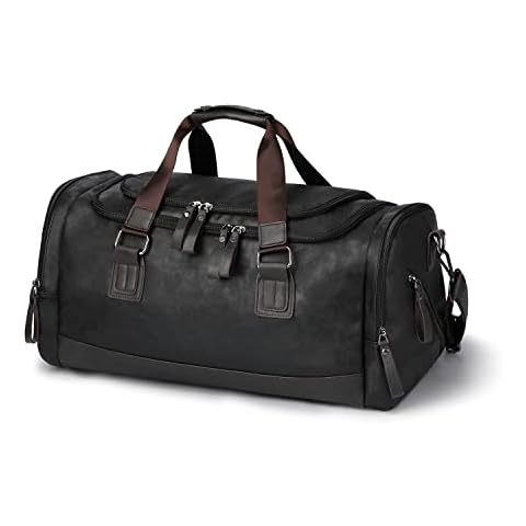 Travel Duffel Bag, 20" Vegan Leather Gym, Carry On, Weekender Overnight Luggage Bag, Lightweight & Large Duffle Water-proof Durable for Men & Women Cover