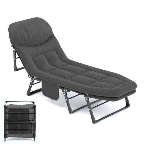 ANYATE 折りたたみ式簡易ベッド 室内外兼用 折り畳み式ベッド 6段階調整コット アウトドア・キャンプ用 耐荷重200kg 簡単設置 収納便利 ほこりカバー付き (ダークグレー)のサムネイル