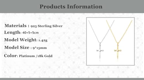 925 Sterling Silver Gothic Collar Sword Necklace For Men, 14K Yellow Gold Vintage Sword Pendant Katana Necklace - Shiny CZ Dagger Necklace For Women, Master Sword Necklace For Halloween Christmas Gifts3