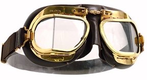 PDTXCLS Aeiniwer HDM Products Mk49 Antique Leather Motorcycle Goggle For Open Face Helmets Brown