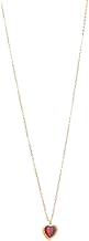 PALMONAS Red Emerald Heart Pendant Necklace for Women - Gold Plated Necklace Chain, Waterproof & Anti Tarnish Jewellery | Gift For Women & Girls