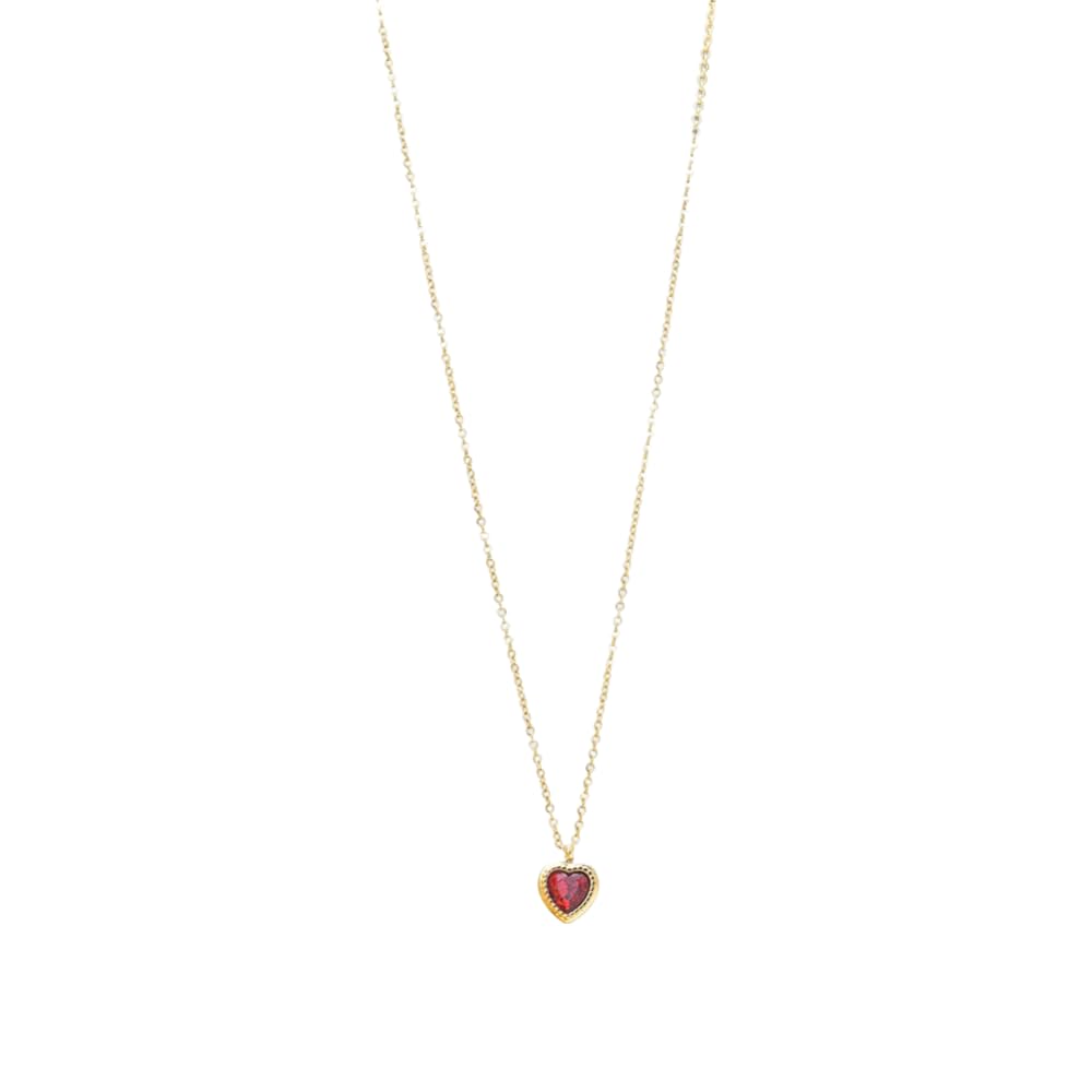 PALMONAS Red Emerald Heart Pendant Necklace for Women - Gold Plated Necklace Chain, Waterproof & Anti Tarnish Jewellery | ... - Review, Price and Buying Guide