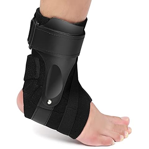 Ankle Support Brace with Side Stabilizers for Men & Women for Sports Injury Recovery Ankle Sprain Compression, Arthritis, Achilles,Tendon, Foot Pain Relief, for Basketball Soccer Volleyball 1 Piece(L) Cover