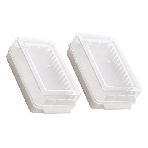 Garneck 2pcs Box Butter Cutting Box Butter Dish Dispenser Container Butter Keeper Mini Refrigerador Counter Tray Containers with Lids Butter Molds Food Containers Butter Container Pp White