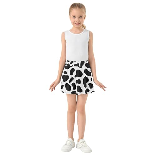 Girls' Shorts Athletic Skorts Black White Cow Print Spots Skirts with Shorts Purple School 3t3