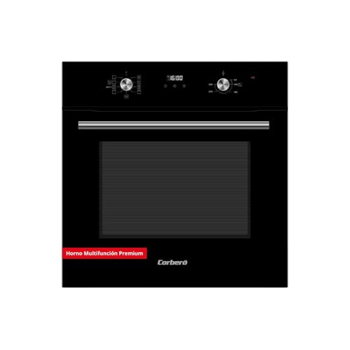 Corberó - Horno Multifunción | CCHMT905N | 70L | Hidrólisis | 8 Programas | Guías Extraíbles | Mandos Escamoteables | 3000W | Cristal Negro