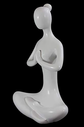 Estatua de Yoga en Pose de Oración Blanca 20 cm miniatura 2