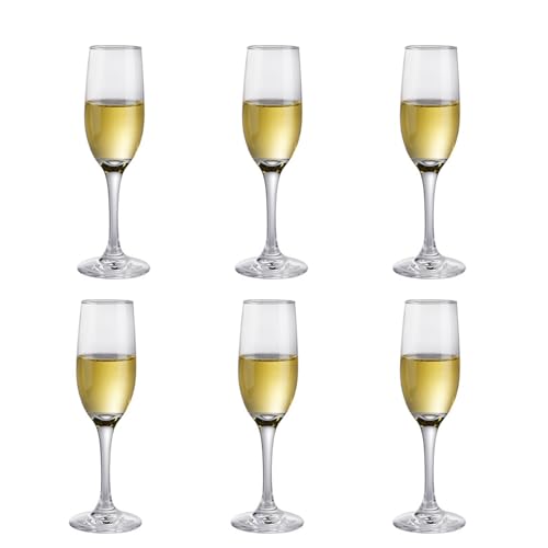 Juego de 6 copas de champán clásicas con tallo de 6 onzas, copas de vino espumoso transparentes, ideales para celebraciones y ocasiones especiales, perfectas para los amantes del champán y el vino