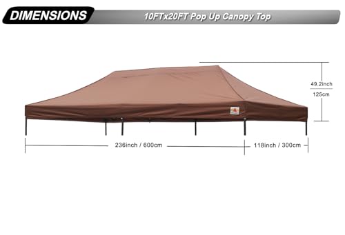 Image of ABCCANOPY Replacement Canopy Top for Pop Up Canopy Tent 10x20 Brown