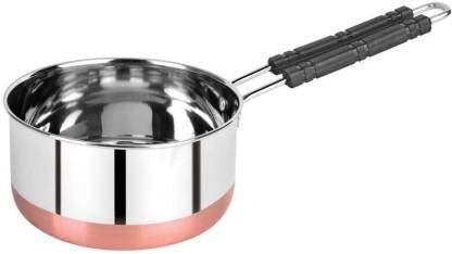 Image of Duodeno Stainless Steel Copper Coated Flat Bottom Base Saucepan for Making Tea & Coffee (Copper Bottom, 500 ml & 1000 ml & 1500 ml)