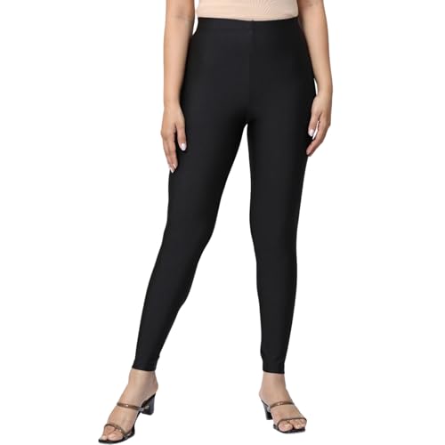 Image of Women's Nylon Shimmer Leggings | Ankle Length | Slim Fit | Stretchable Spandex Leggings | Shiny Finish | Casual Wear & Special Occasion