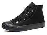 CullForYou Women's Retro Hightop Sneaker Shoe (7.5 M US,All-Black)