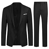Allthemen Anzug Herren Anzüge Slim Fit 2 Teilig Business Herrenanzug Sakko Hose Schwarz L