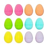 4cm x 6cm Plastik-Ostereier zum Befüllen, 12 Stück, Mehrfarbig, für Partys, Bastelarbeiten und Dekorationen