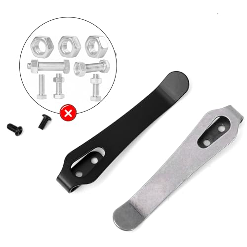Image of Gosknor 2pcs Stainless Steel Pocket Clip, 2.36 Inch Length Deep Carry Pocket Clip Replacement with Screws Knife Holder Tools Accessories for Men