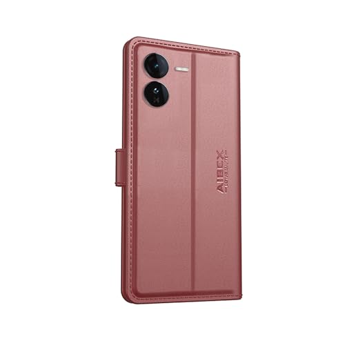 Image of AIBEX Compatible for IQOO Z9 5G Flip Cover Leather Finish with Magnatic Closure | Inside TPU with Card Pockets | Wallet Stand | Complete Protection Flip Case -Brown