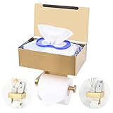 YRONG Adhesive Toilet Paper Holder with Shelf and Storage, Wall Mount Toilet Paper Roll Holder & Flu