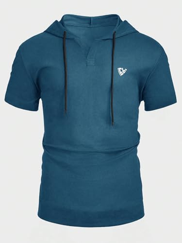Image of Noble Monk Men's Regular Fit Hoodie T-Shirt for Man |Half Sleeves Tshirt for Men | Casual Wear Stylish T-Shirt for Man | Gym Tshirt for Men