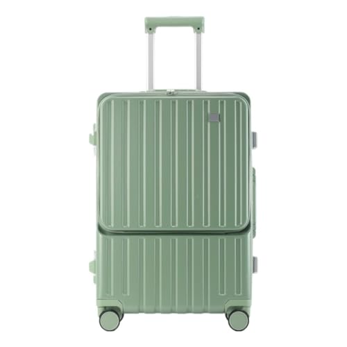 Luggage Front Opening Box Aluminum Alloy Frame Men's Suitcase High Luggage Code Box Universal Wheel Trolley Case Suitcases With Wheels(Green,20in)