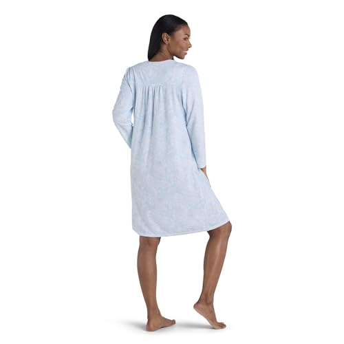 Miss Elaine Women's Brushed Back HoneyComb Nightgown, Long Sleeve