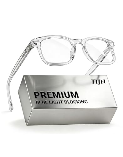 Image of TIJN Premium Blue Light Blocking Glasses for Women Men Computer Gaming Use | Square TR90 Frame Nerd Eyeglasses Anti Blue Ray with Red, Orange, Clear Lens for Computer, Phone, TV and Evening Screen Use