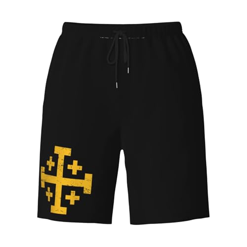 Crusader Cross of Jerusalem Mens Swim Trunks Quick Dry Board Shorts 7" - Hawaii Beach Swimwear3