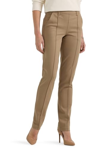 Lee Women's Ultra Lux Comfort Any Wear Straight Leg Pant Oscar Khaki 10 Short