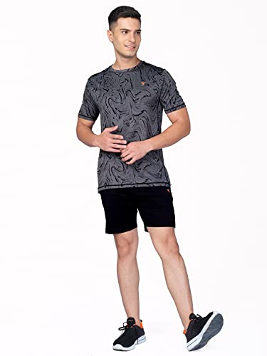 Image of TECHNOSPORT Men Polyester Regular Fit Half Sleeve Jacquard T-Shirt with Double Cool, Quick Dry & Anti Microbial for Sports, Running & Casual Use