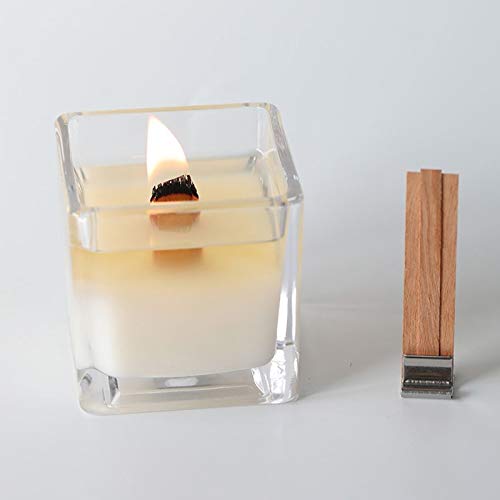 100 Pieces Wood Wicks for Candles with Fixed Iron Frame,Wooden Wicks for Wandle Making,for DIY Candle Making Craft (Wooden)