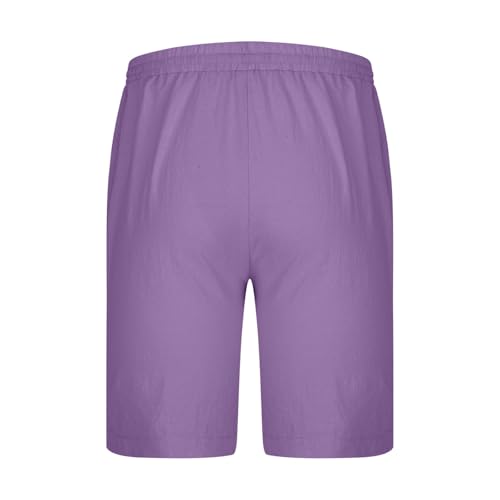 Mens Beach Shorts Elastic Waist Lace-Up Loose Casual Shorts with Pockets Plus Size Knee Length Short Pants4