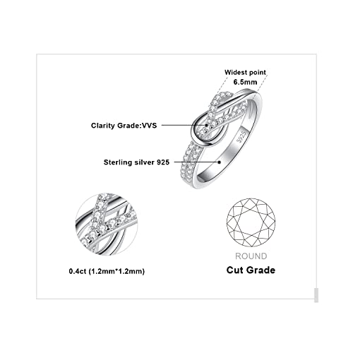 JewelryPalace Double Infinity Knot Cubic Zirconia Promise Rings for Women, Love Twisted 14K White Gold 925 Sterling Silver Ring for Girl, CZ Gemstone Jewelry Sets Rings2