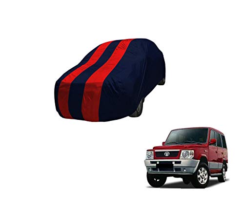 Image of Auto Hub Car Cover Compatible with Tata Sumo with Mirror Pocket,Triple Stitched, Weather Proof, Sumo Car Cover- Navy-Red