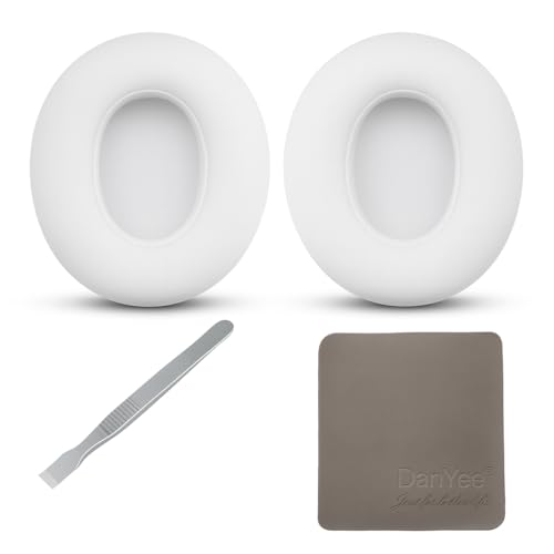 Almohadillas de repuesto de cuero de proteína premium para Beats Solo 2 y 3 - Almohadillas de espuma viscoelástica suaves con herramienta de metal, paño de limpieza y video de instalación (Blanco) miniatura 1