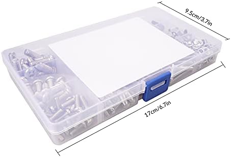 M4 M5 M6 Phillips Pan Head Screw Bolts and Nuts Set, 260Pcs 304 Stainless Steel Cross Head Machine Screws and Nut Assortment Kit