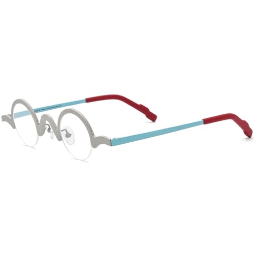 Image of FONEX Colorful Pure Titanium Glasses Frame Women Retro Round Eyeglasses