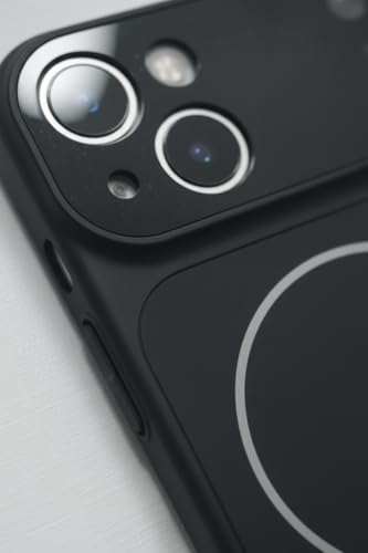 Image of Back Cover for iPhone 14 Case Soft Matte Glass Protective Camera Lens Plating with Magnetic for Magsafe Wireless Charging TPU Cover for iPhone 14 (Black)