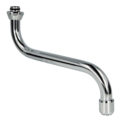 Tecuro - Caño en S para grifos de pared de baja presión, acero inoxidable cromado, conector 3/4, longitud 150 mm
