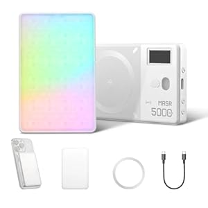 Godox MA5R – Luz LED RGB para iPhone 16/15/14, 1800-10000K Pocket Vdieo Panel Light,14 efectos FX, batería de 4900 mAh, iluminación magnética de doble cara y pantalla LCD