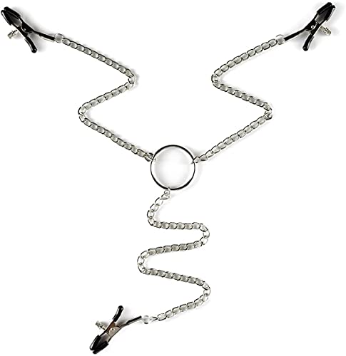 ZKF New Fetish Adjustable Nipple Clamps Fetish Nipple Teasers Breast Clit Sensual Bondage Three Nipple Clip(1 Pack) Silver