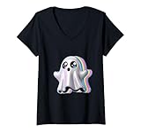 Photo Gallery donna fantasma halloween trippy techno rave vaporwave edm music party maglietta con collo a v Photo Gallery donna fantasma halloween trippy techno rave vaporwave edm music party maglietta con collo a v