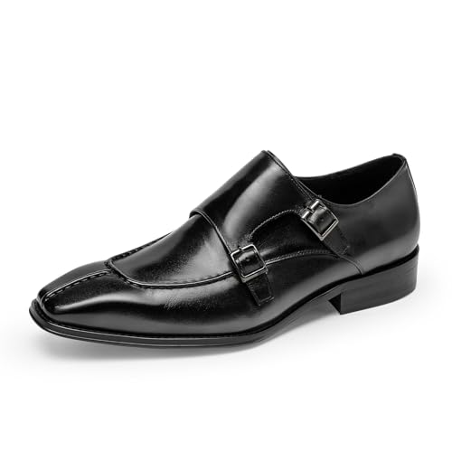 Loafers for Men - Genuine Leather Monk Strap Shoes | Double Buckle Dress Shoes for Business & Formal Occasions