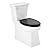Signature Hardware 483987 Benbrook 1.28 GPF Two Piece Skirted Elongated Toilet - ADA Compliant, Elongated Heavy Duty Black Seat Included - White/Chrome Lever
