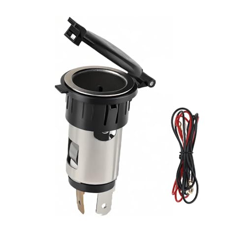 12V-24V Cigarette Lighter Female Socket 120W Waterproof Car Cigarette Lighter with Dustproof Cover and Bare Wire Fuse for Car Motorcycle Truck Boat