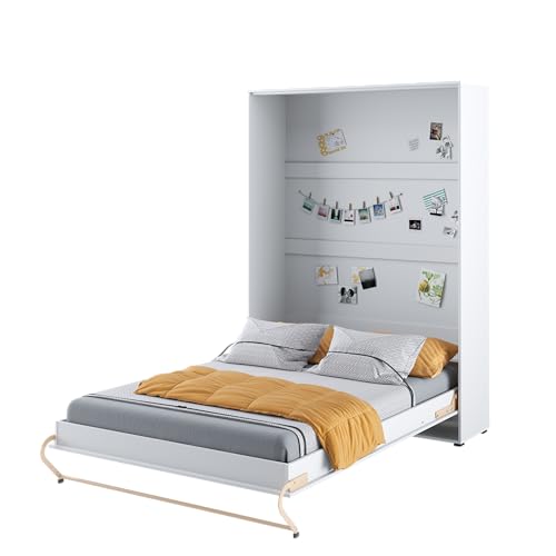 Homlando Lenart Concept Pro CP01 Lit mural, 140 x 200 cm, pliant vertical, armoire avec lit intégr, blanc mat