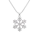 Paialco White Frozen Snowflake Christmas Pendant Necklace for Women Holiday Gift