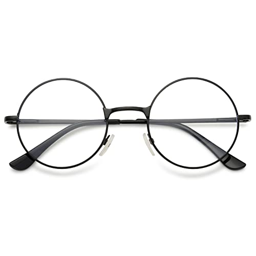 MAGIMODAC Vintage Retro Reading Glasses Metal Anti Blue Light Blocking Round Readers Eyeglasses Eyewear for Ladies Women Men 1.0/1.5/2.0/2.5/3.0/3.5/4.0 (Black