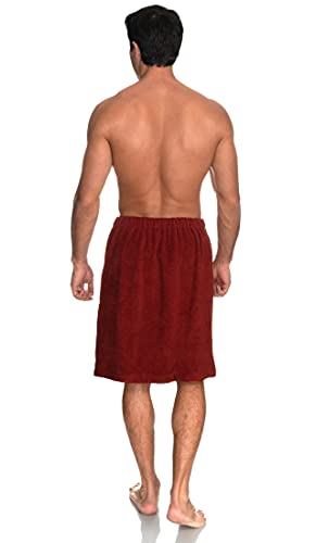 Image of TowelSelections Mens Shower Wrap Adjustable Cotton Terry Bath Gym Cover Up with Snaps Large-XX-Large Cinnabar